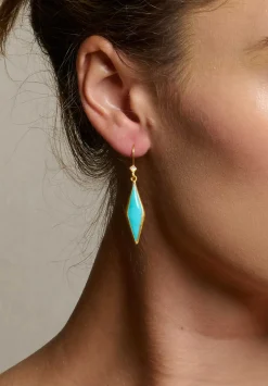 Lika Behar 24K, Kingman Turquoise And Diamond Kite Earrings