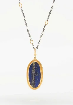 Lika Behar 22K, Lapis Rough/Smooth Reversible Large ''Rocky'' Pendant