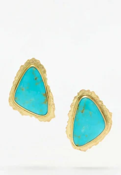Greig Porter 18K, Large Kingman Turquoise Posts
