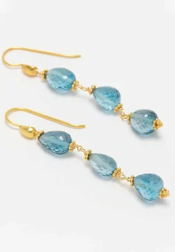 Greig Porter 18K, London Blue Topaz Triple Drop Earrings