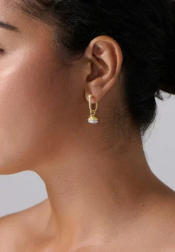 Tovi Farber 18K, Pearl And Diamond Drop Hoop Earrings