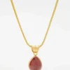 Prounis 22K, Rose Tourmaline Tear Pendant