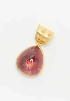 Prounis 22K, Rose Tourmaline Tear Pendant