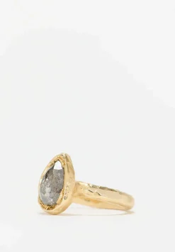 Ellis Mhairi Cameron 14K, Salt & Pepper Pear Cut Diamond Ring