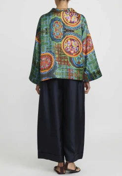 Rianna + Nina Kipos Claudia Blouse In Dasos, Green & Blue