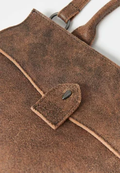 Corîu Laminato Leather Xsmall Bitta Crossbody Bag In Raw Black & Brown