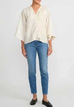 Mieko Mintz 2-Layer Jaipur Cotton & Silk Bell Jacket In Ivory White