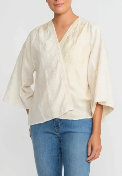 Mieko Mintz 2-Layer Jaipur Cotton & Silk Bell Jacket In Ivory White