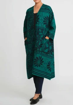 Mieko Mintz 4-Layer Vintage Cotton & Silk Duster In Emerald Green