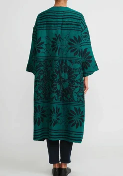 Mieko Mintz 4-Layer Vintage Cotton & Silk Duster In Emerald Green