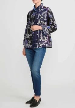 Mieko Mintz 4-Layer Vintage Cotton Short Jacket In Black, Purple & Blue