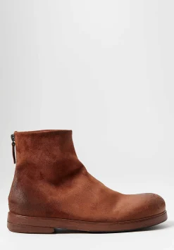 Marsèll Leather Zucca Zepa Ankle Boots In Basalto Brown
