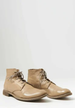 Officine Creative Lexikon Ignis T Leather Lace Up Bootie In Taupe Natural