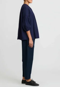 Casey Casey Light Paper Cotton 3 By 3 Shirt In Ink Blue