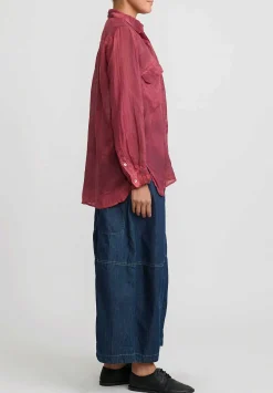 Gilda Midani Linen Blind Shirt In Barn Red