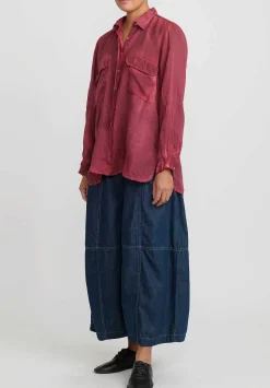 Gilda Midani Linen Blind Shirt In Barn Red