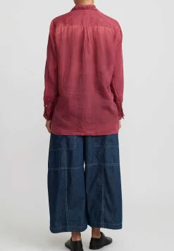 Gilda Midani Linen Blind Shirt In Barn Red