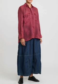 Gilda Midani Linen Blind Shirt In Barn Red