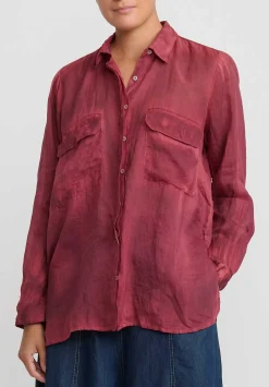 Gilda Midani Linen Blind Shirt In Barn Red