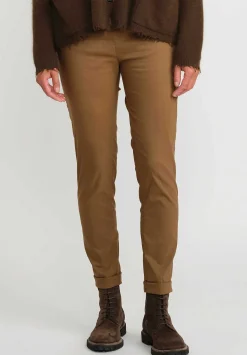 Rundholz Black Label Linen Cotton Stretch Skinny Pants In Bronze