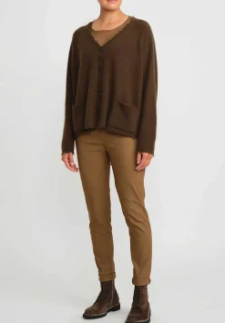 Rundholz Black Label Linen Cotton Stretch Skinny Pants In Bronze