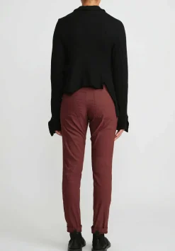 Rundholz Black Label Linen Cotton Stretch Skinny Pants In Red Wood