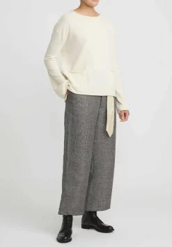 A Tentative Atelier Linen Gelsey Pants With Tie-Belt In Black & White