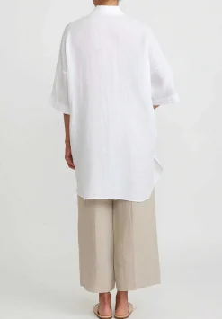 Antonelli Linen Long Daffodils Shirt In White