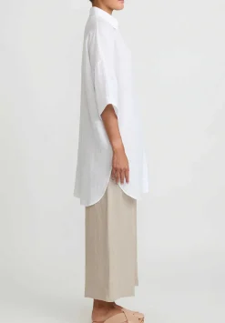 Antonelli Linen Long Daffodils Shirt In White
