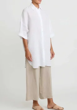 Antonelli Linen Long Daffodils Shirt In White