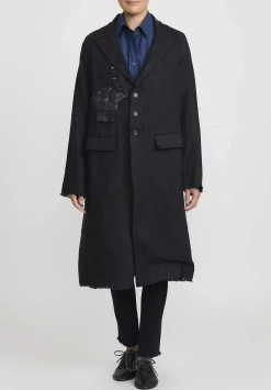 Umit Unal Linen Long Duster Jacket In Black
