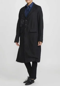 Umit Unal Linen Long Duster Jacket In Black