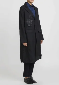 Umit Unal Linen Long Duster Jacket In Black