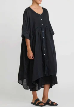 Gilda Midani Linen Over Dress In Black