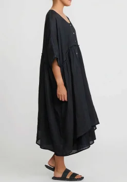 Gilda Midani Linen Over Dress In Black