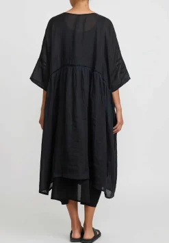 Gilda Midani Linen Over Dress In Black