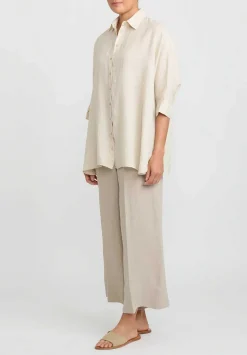 Antonelli Linen Oversized Carambola Shirt In Beige Natural