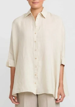 Antonelli Linen Oversized Carambola Shirt In Beige Natural