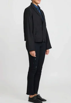 Umit Unal Linen Oversized Shawl Lapel Jacket In Black
