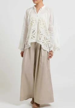 Biyan Linen Pleated High Waist ''Pham'' Pants In Natural