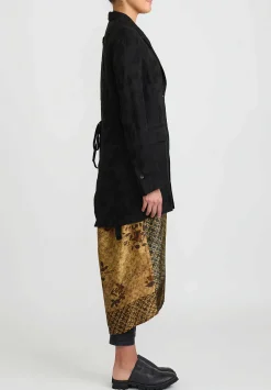 Masnada Linen Split-Back Jacquard Lds Jacket In Black