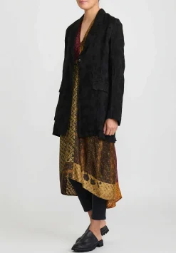 Masnada Linen Split-Back Jacquard Lds Jacket In Black