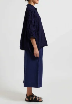 Daniela Gregis Linen Tognon Culotte Pants In Blu Inchiostro Nero