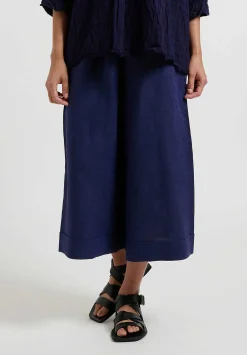 Daniela Gregis Linen Tognon Culotte Pants In Blu Inchiostro Nero