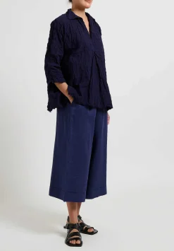 Daniela Gregis Linen Tognon Culotte Pants In Blu Inchiostro Nero