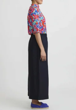 Daniela Gregis Linen Wide Leg Pigiama Pants In Navy Blue