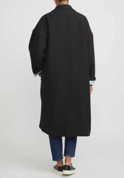 Bergfabel Linen Wool Jacquard Moon Coat In Viola Grey