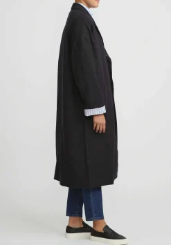 Bergfabel Linen Wool Jacquard Moon Coat In Viola Grey