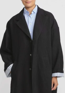 Bergfabel Linen Wool Jacquard Moon Coat In Viola Grey