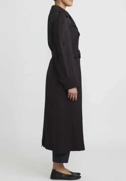Jil Sander Long Belted Trench Coat In Ganache Brown
